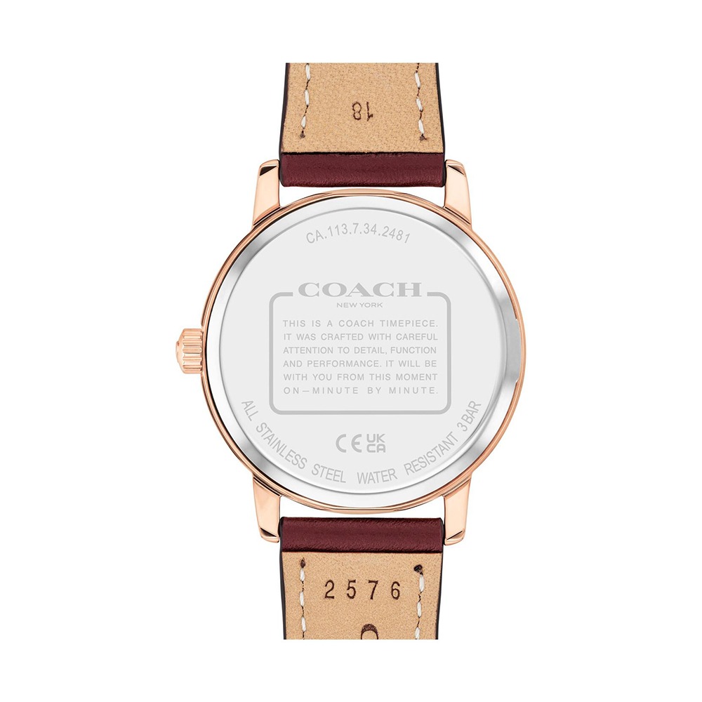 【COACH】簡約時尚皮革腕表-酒紅-細節圖3
