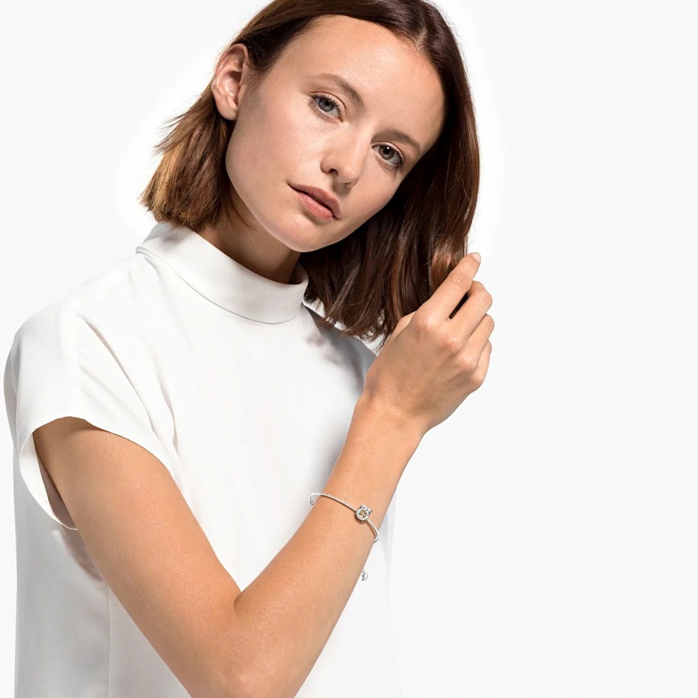 【SWAROVSKI】招財貓鑲水晶靈動手環-銀-細節圖2