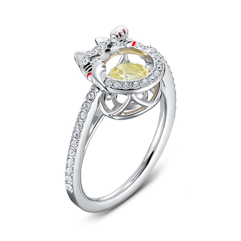 【SWAROVSKI】招財貓水晶戒指-細節圖2