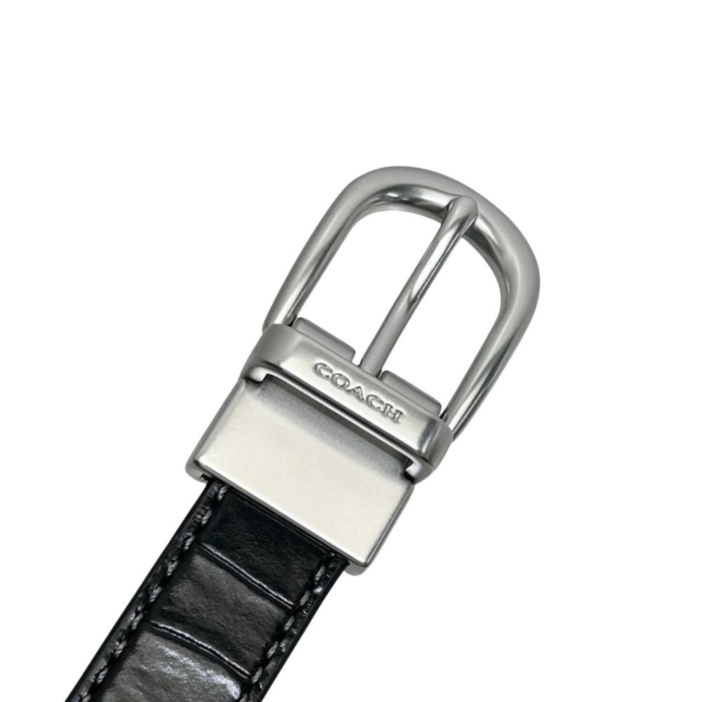 【COACH】經典鱷魚壓紋皮革皮帶-黑色-細節圖2