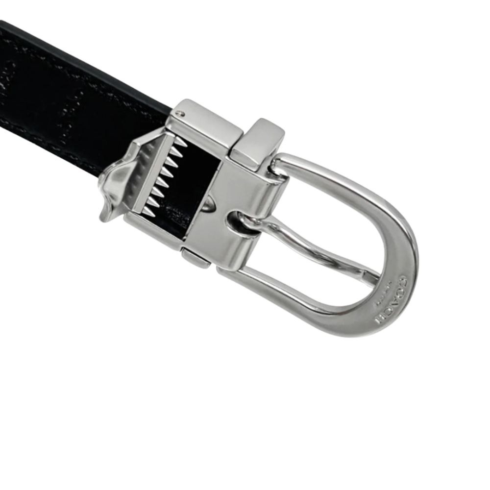 【COACH】經典鱷魚壓紋皮革皮帶-黑色-細節圖4