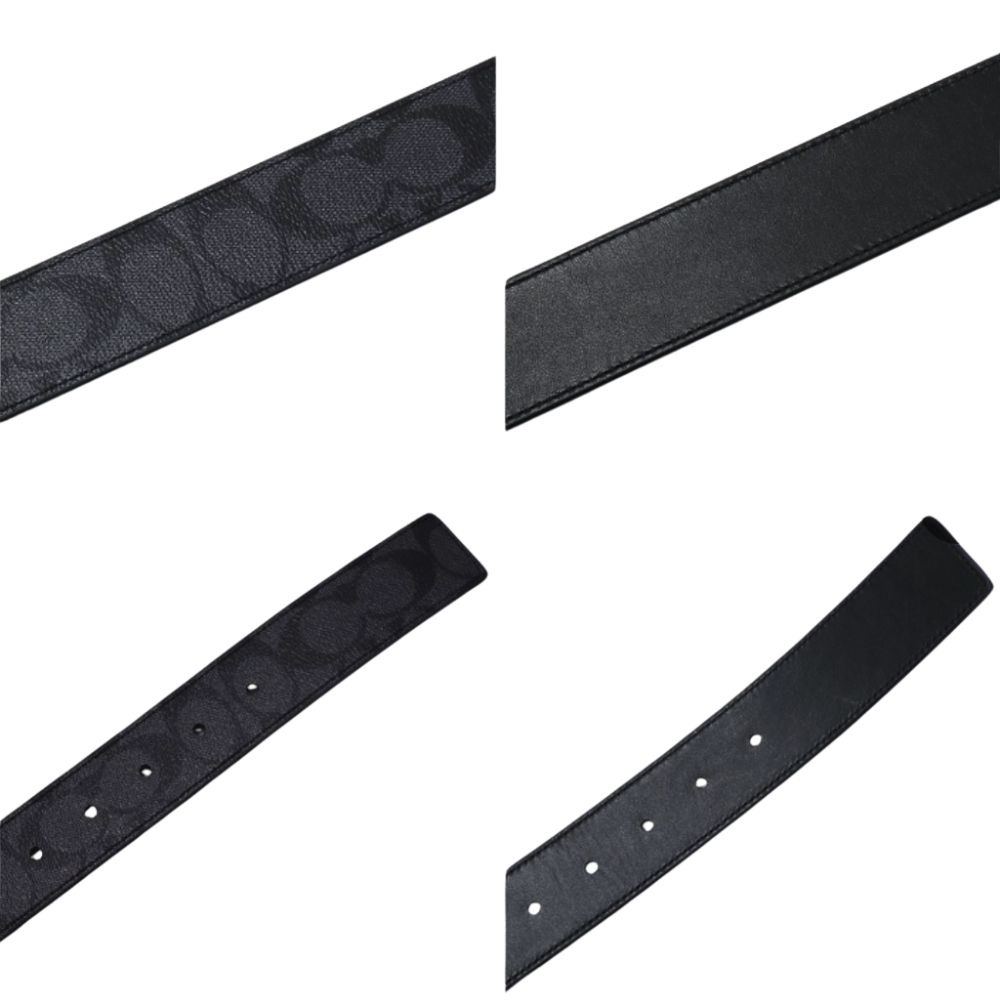 【COACH】經典C-LOGO PVC雙面雙色皮革皮帶-黑色-細節圖3