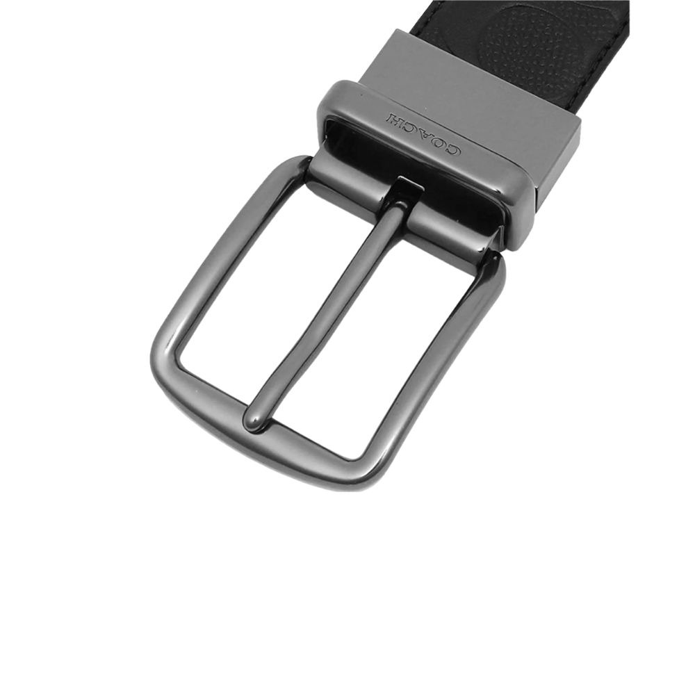 【COACH】經典壓印C-logo雙面皮革皮帶-黑色-細節圖5