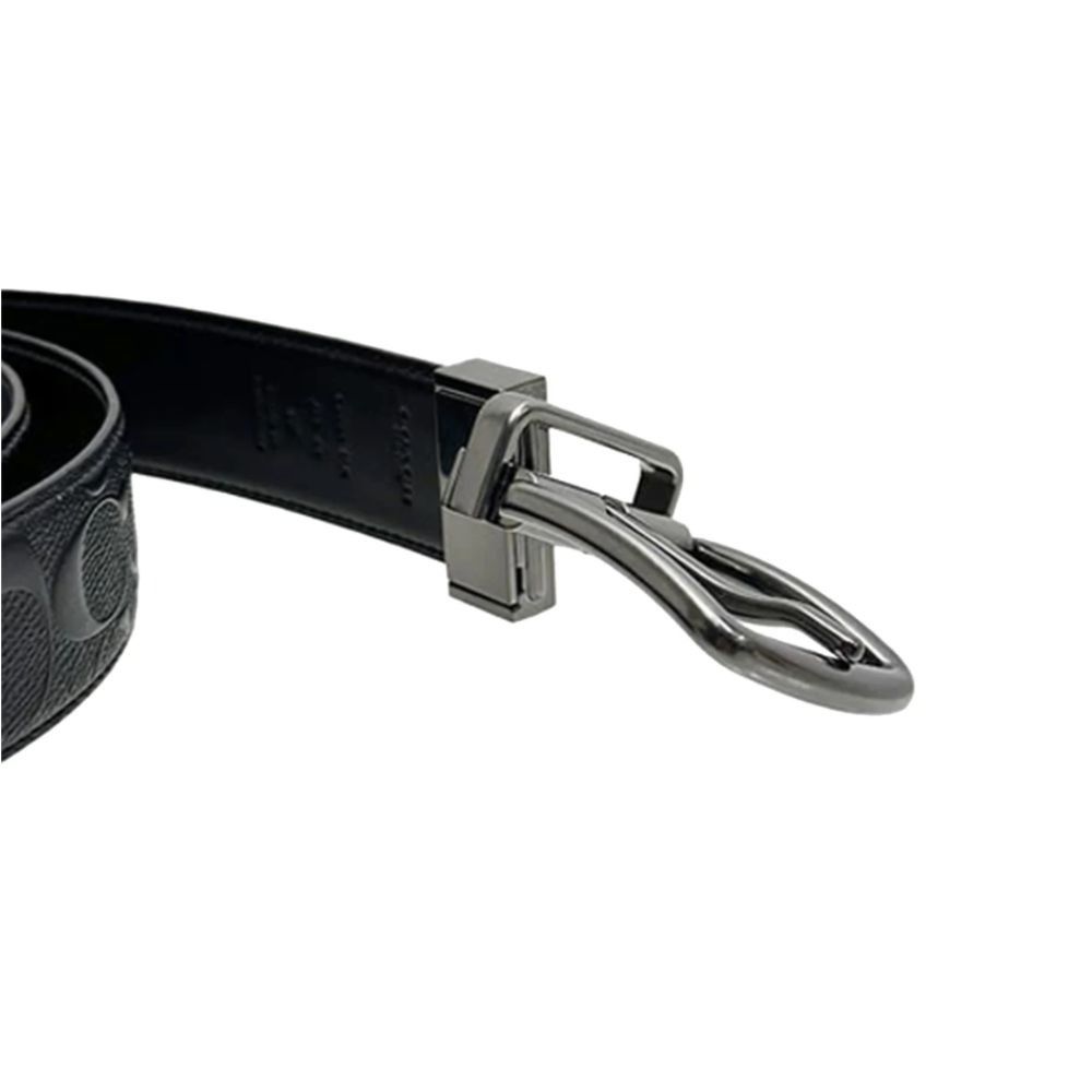 【COACH】經典壓印C-logo雙面皮革皮帶-黑色-細節圖6