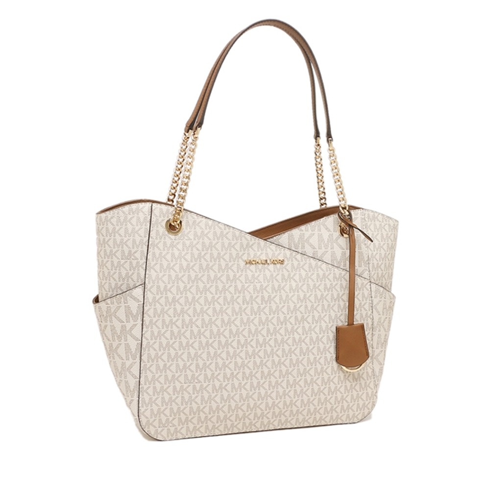 【MICHAEL KORS】滿版LOGO造型皮革肩背包-香草白-細節圖2