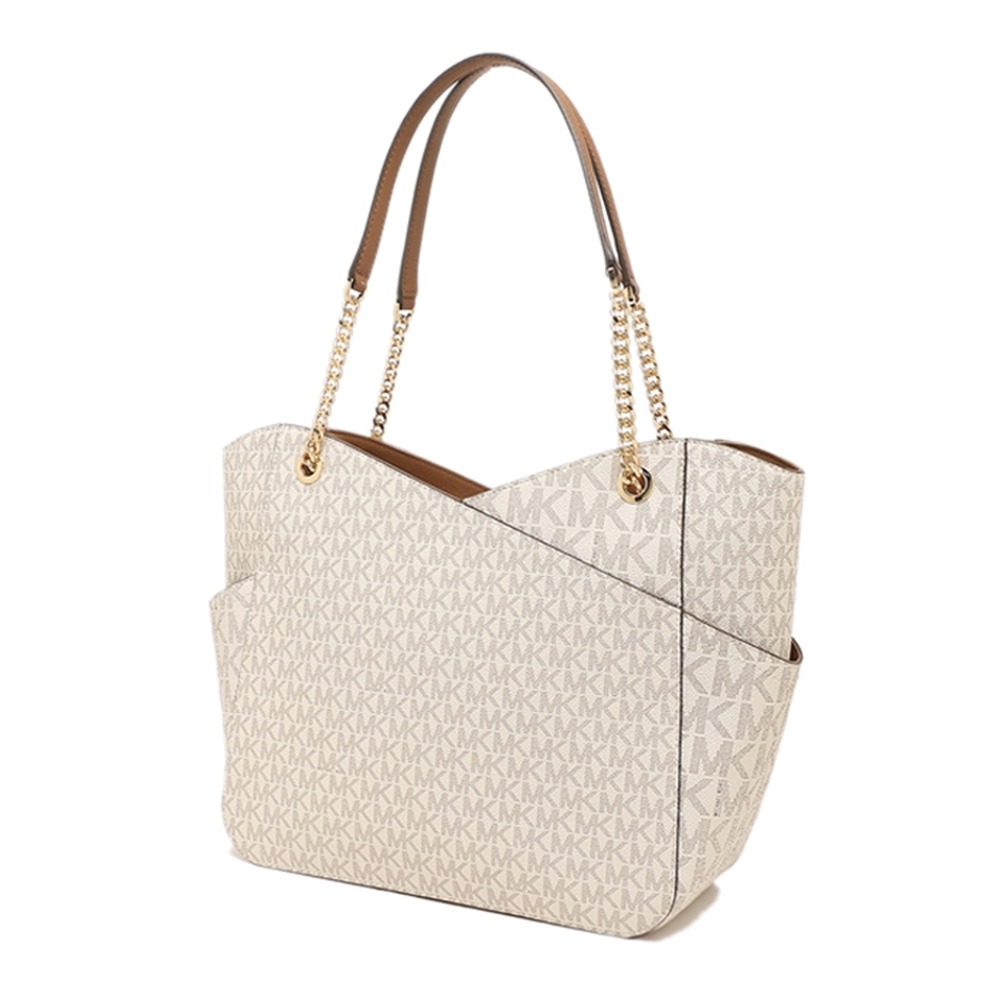【MICHAEL KORS】滿版LOGO造型皮革肩背包-香草白-細節圖3