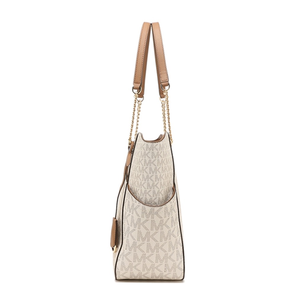 【MICHAEL KORS】滿版LOGO造型皮革肩背包-香草白-細節圖4