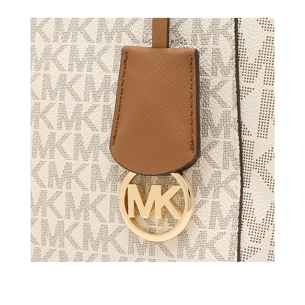 【MICHAEL KORS】滿版LOGO造型皮革肩背包-香草白-細節圖7