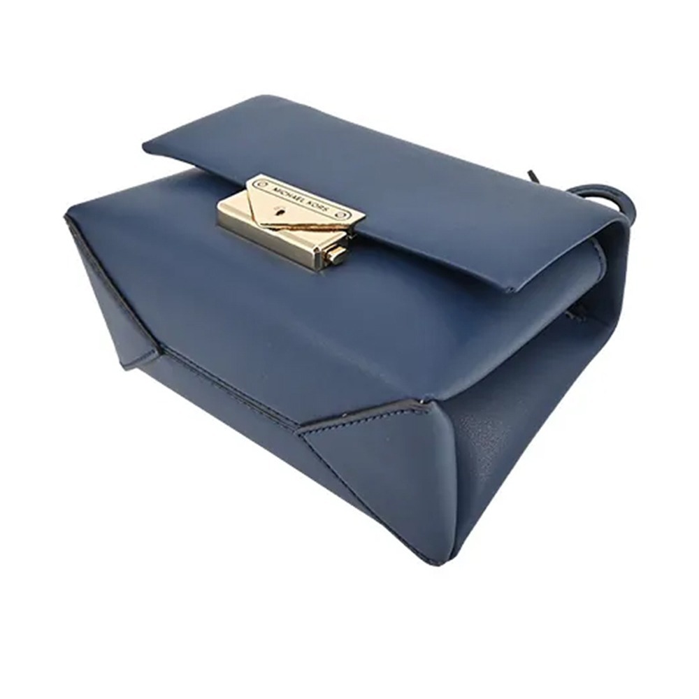 【MICHAEL KORS】皮革鍊條翻蓋肩背包-深藍色-細節圖3