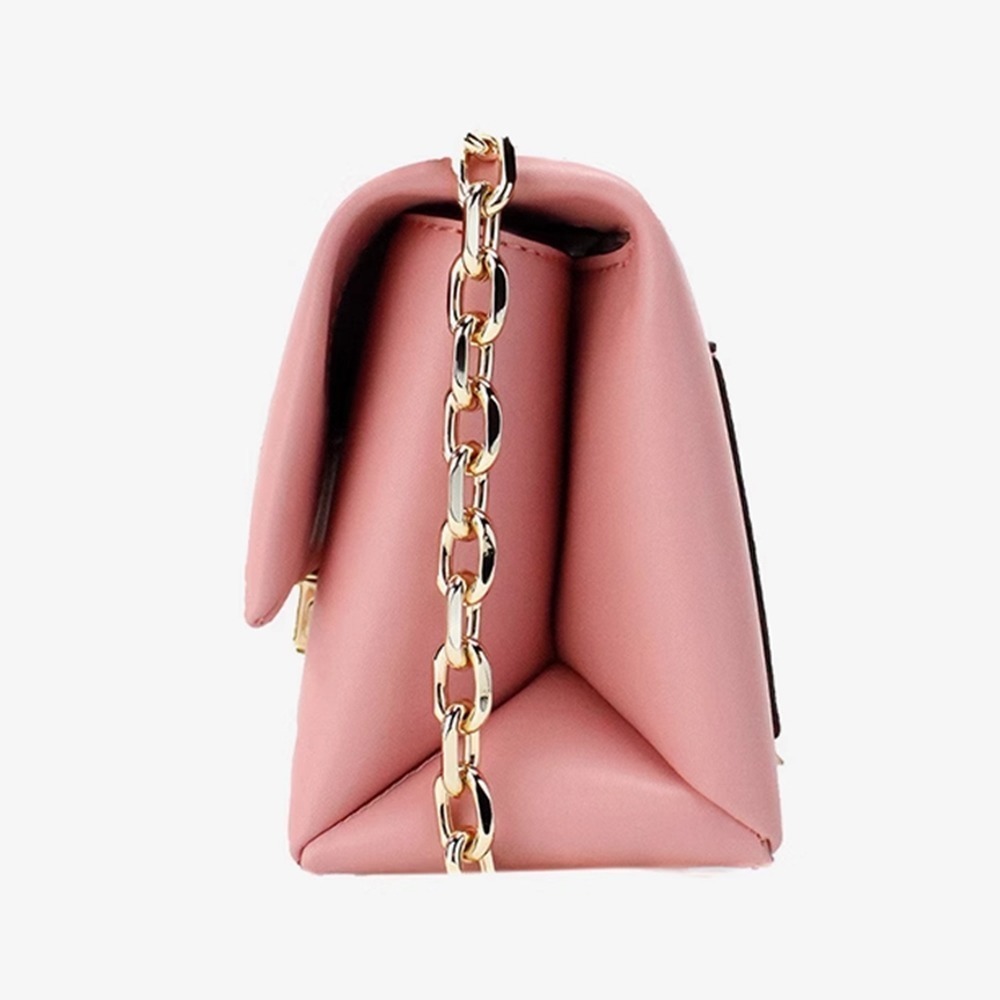 【MICHAEL KORS】皮革鍊條翻蓋肩背包-珊瑚色-細節圖3