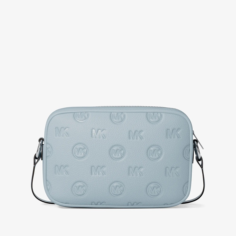 【MICHAEL KORS】烙印LOGO皮革方形側背包-水藍色-細節圖2