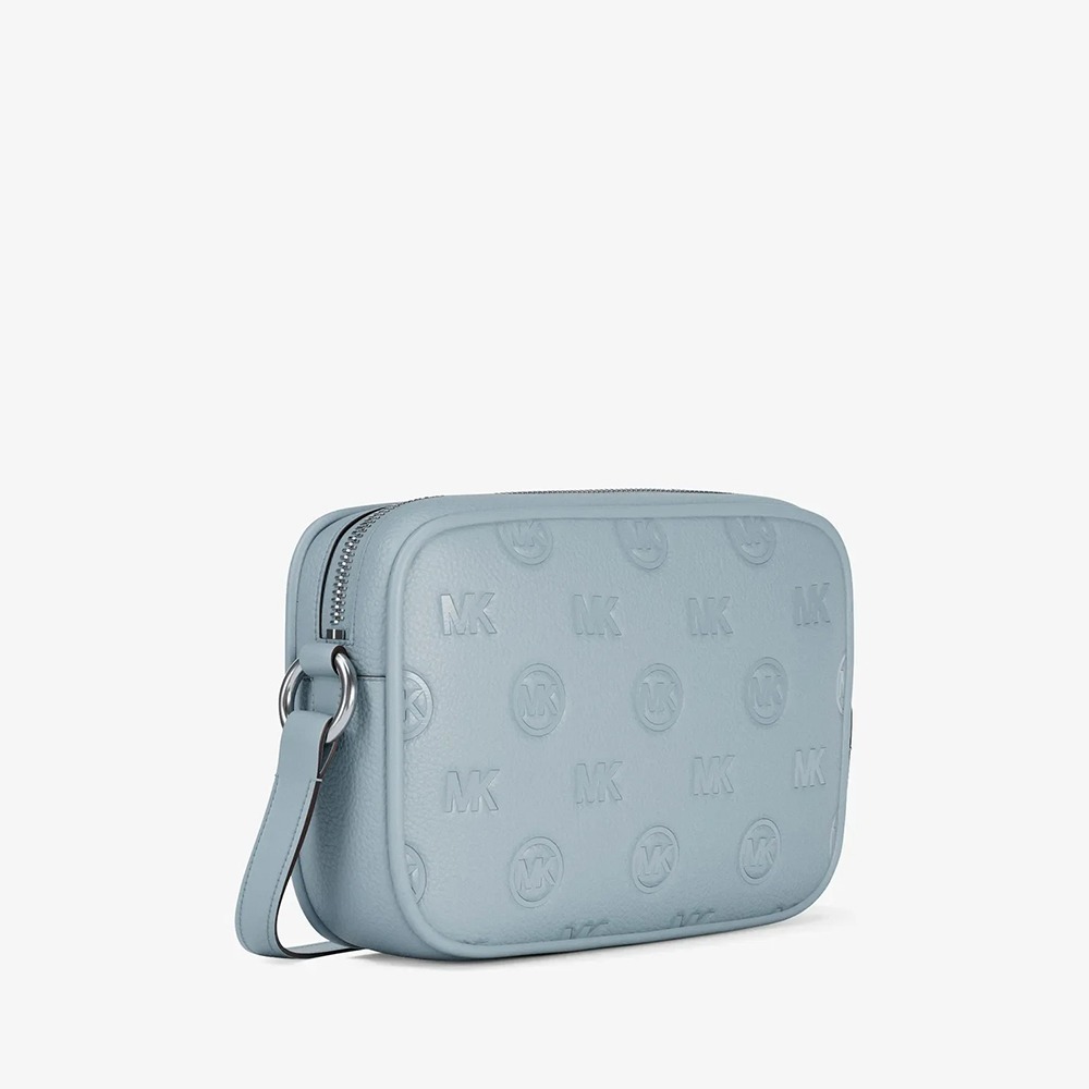 【MICHAEL KORS】烙印LOGO皮革方形側背包-水藍色-細節圖3