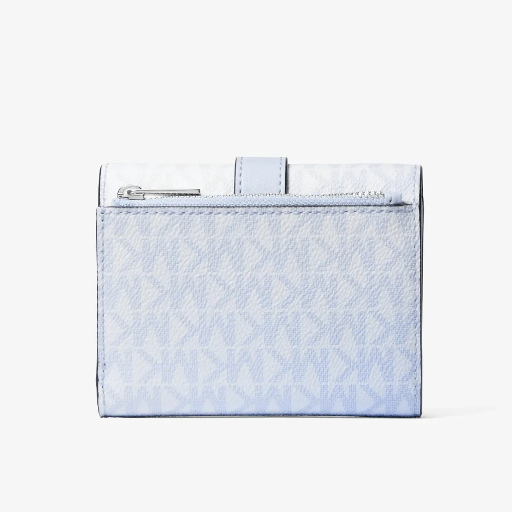 【MICHAEL KORS】防刮皮革三折釦式短夾-水藍色-細節圖2