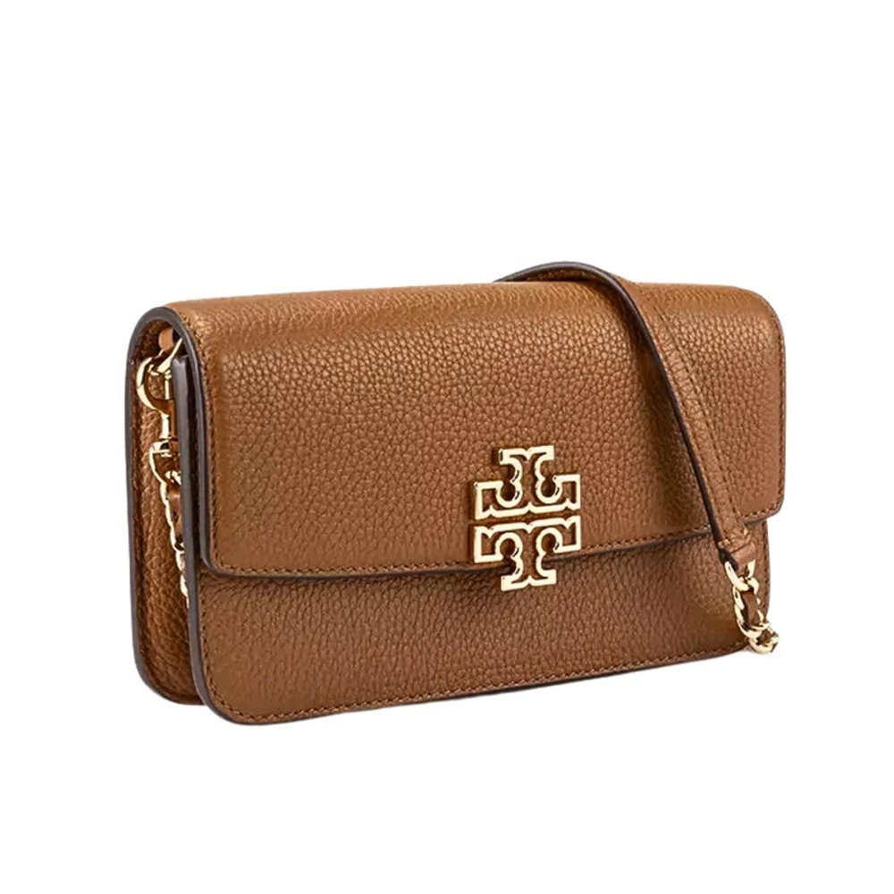 【TORY BURCH】雙T-LOGO皮革鏈條斜背包-焦糖-細節圖2