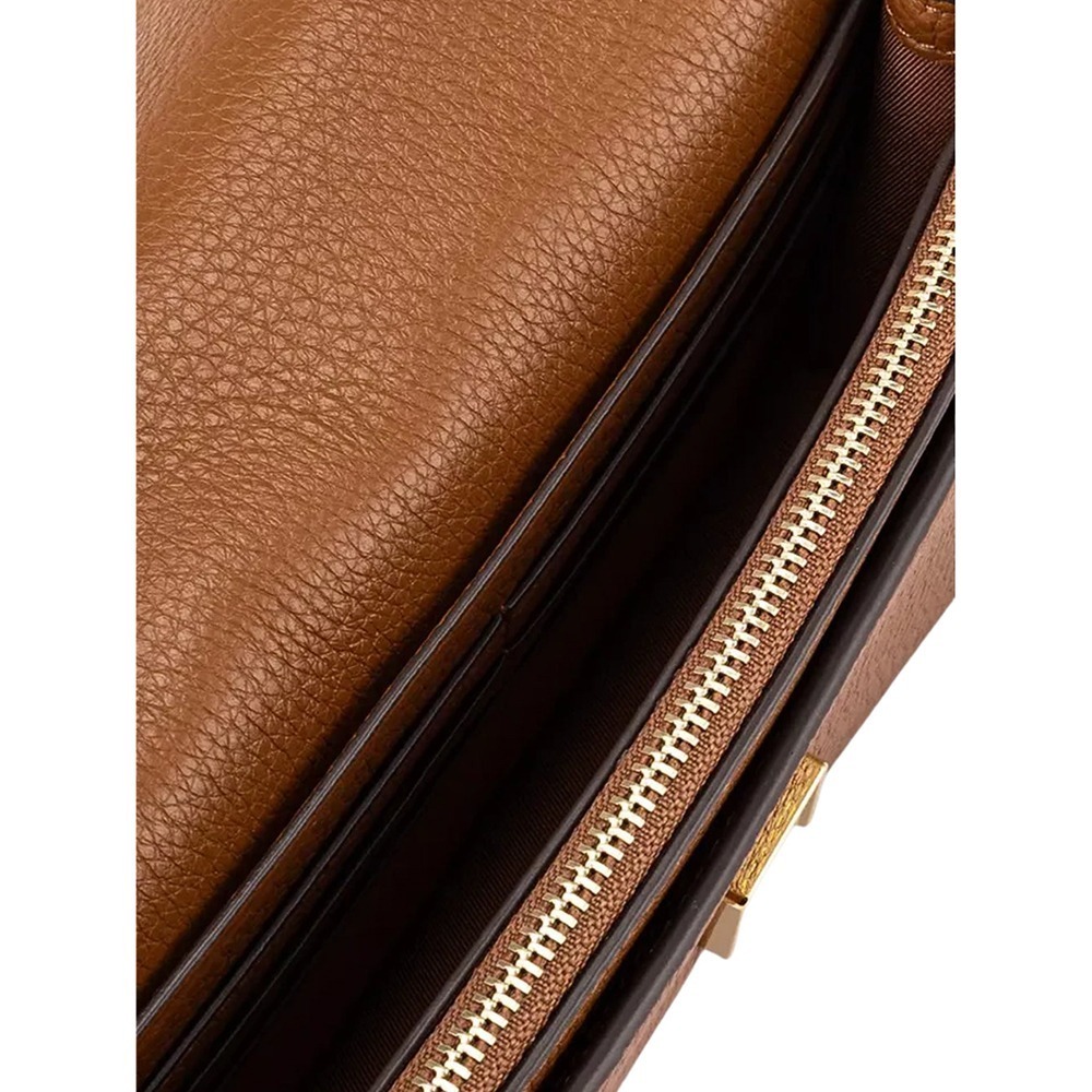 【TORY BURCH】雙T-LOGO皮革鏈條斜背包-焦糖-細節圖4