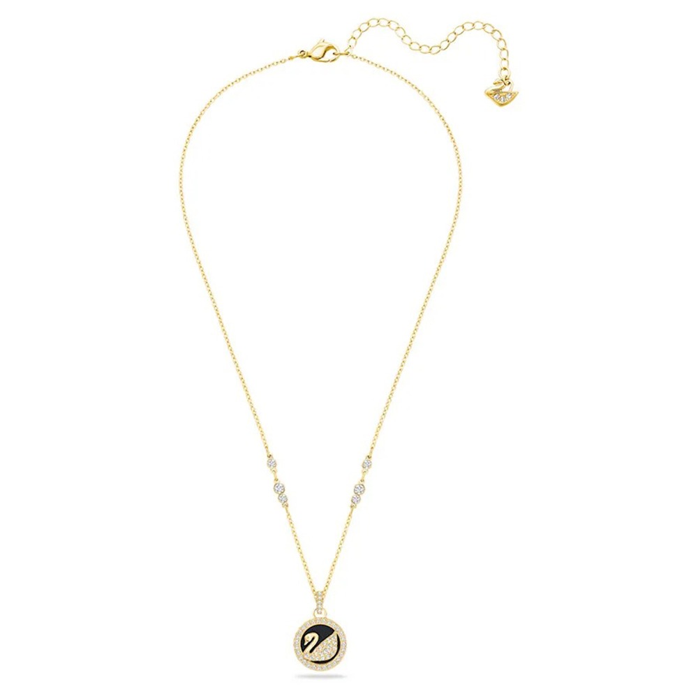 【SWAROVSKI】圓形天鵝白鑽項鍊-金色-細節圖2
