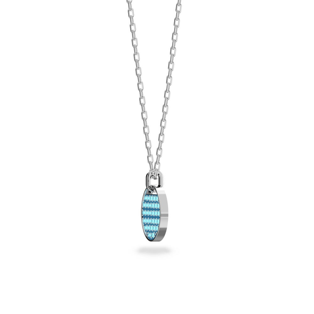 【SWAROVSKI】圓形鑲鑽項鍊-藍色-細節圖3