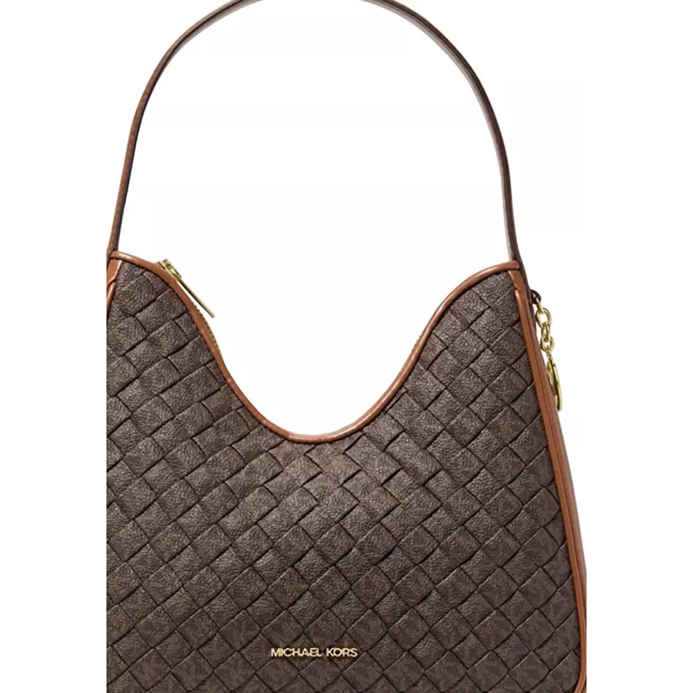 【Michael Kors】編織紋肩背包-咖啡色-細節圖4