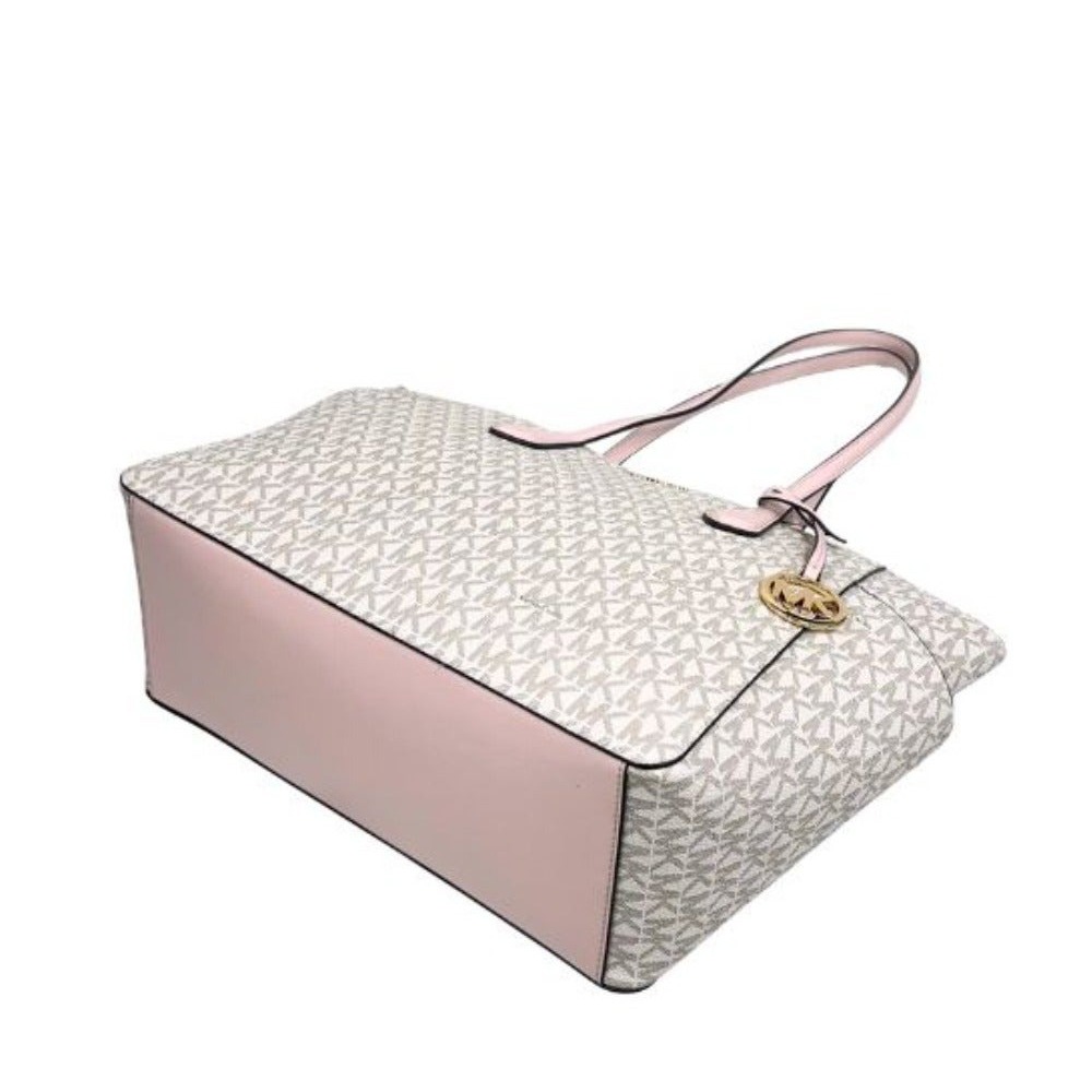 【MICHAEL KORS】防刮皮革肩背托特包-香草白/粉-細節圖3