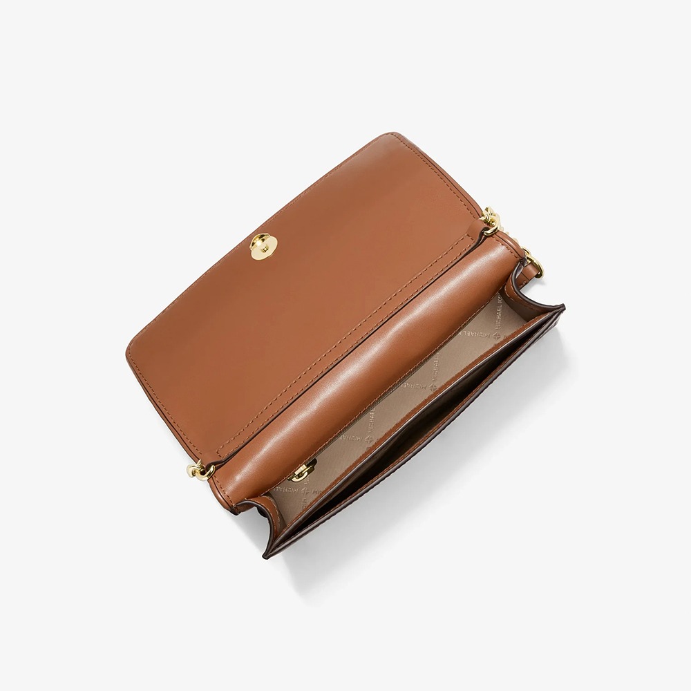 【MICHAEL KORS】織紋皮革肩背斜背包-焦糖-細節圖2
