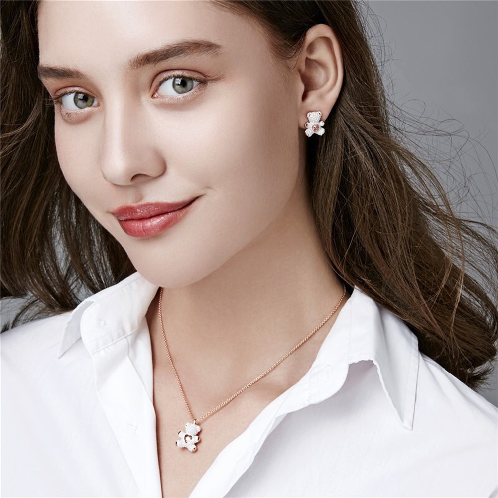 【SWAROVSKI】小熊造型項鍊-白色-細節圖3