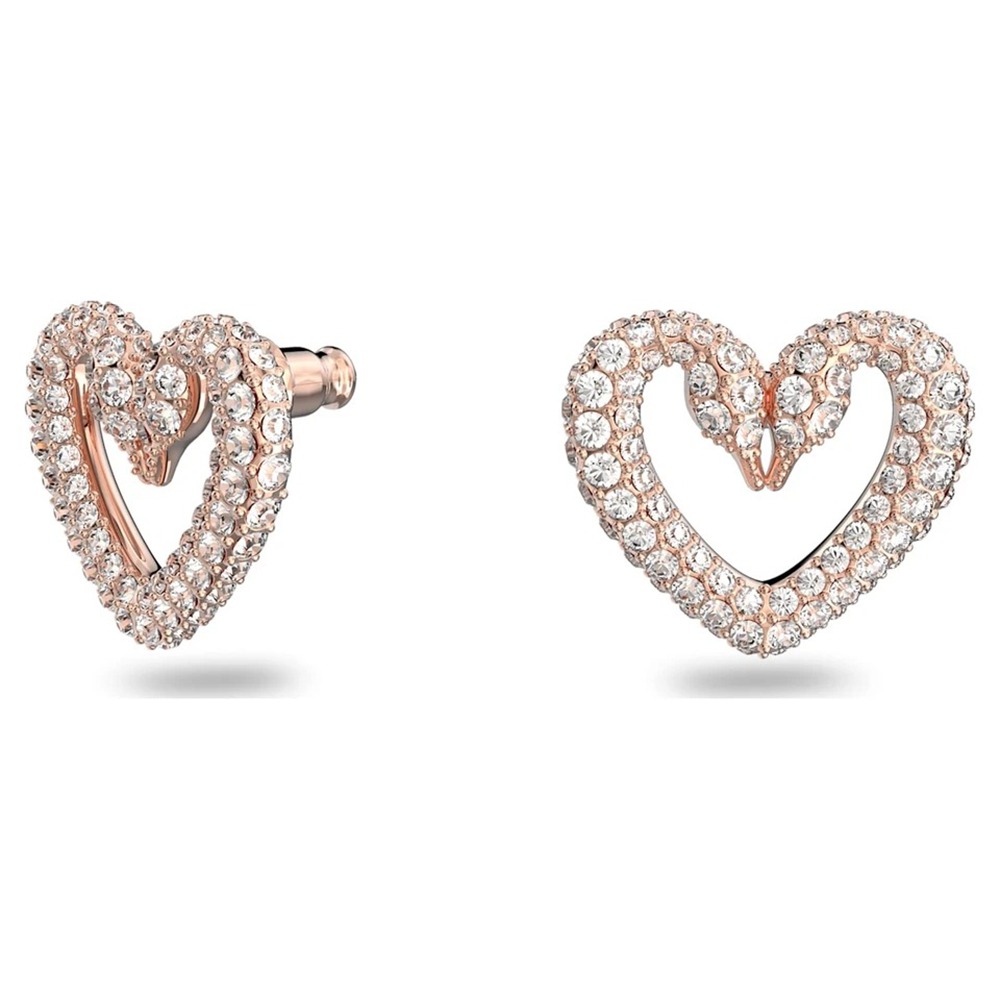 【SWAROVSKI】愛心簍空耳環-白色-細節圖2