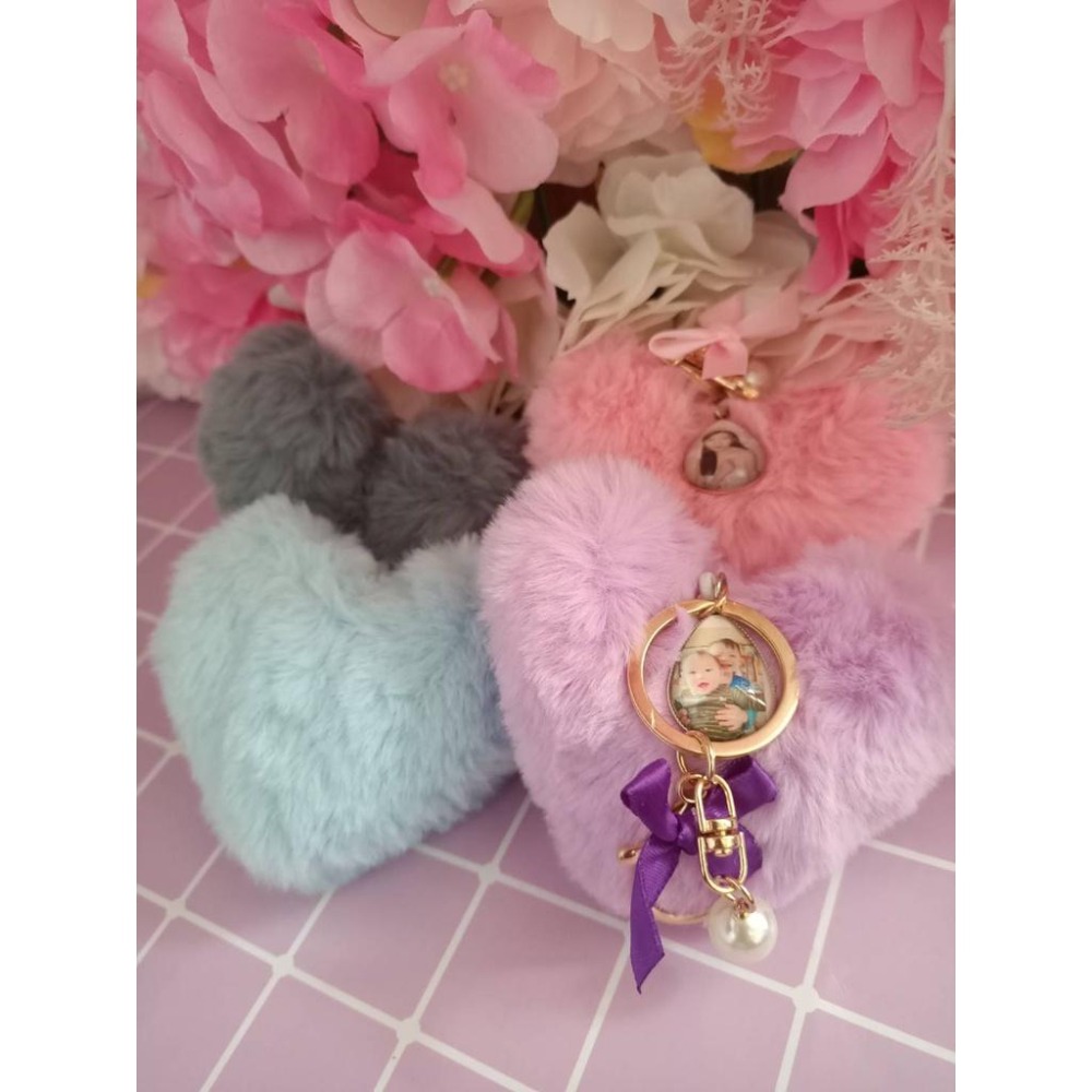 毛絨款愛心鑰匙圈&愛心水晶鑰匙圈/來圖訂製✅會給成品照💕(現貨供應、2日內快速出貨)★★★★★超優質😍超優惠~-細節圖5