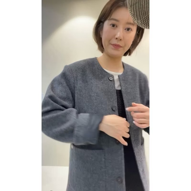現貨灰 EPIC 虎牙歐膩 混色零失敗口袋羊毛100無領外套/羊毛圓領無領西裝外套 韓國連線 可樂果韓組-細節圖7