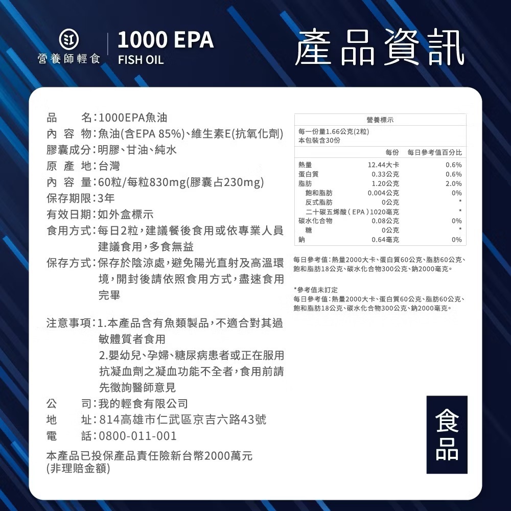 現貨 效期2029.05.26 營養師輕食 1000EPA魚油 （60顆/入）1020mg EPA純EPA魚油-細節圖7