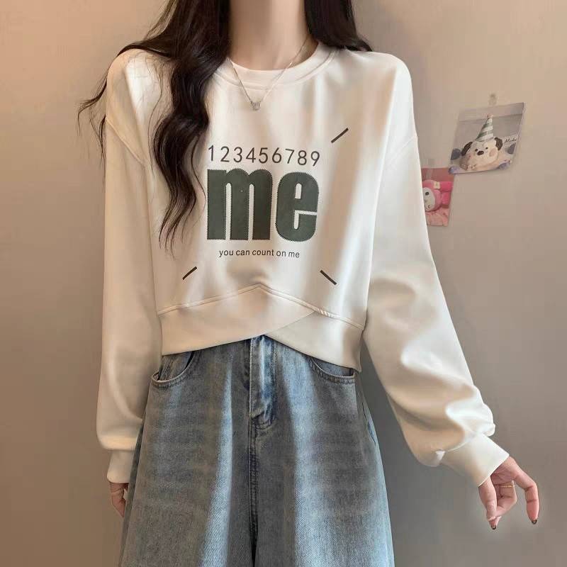 印花字母短款交叉純棉上衣-細節圖8