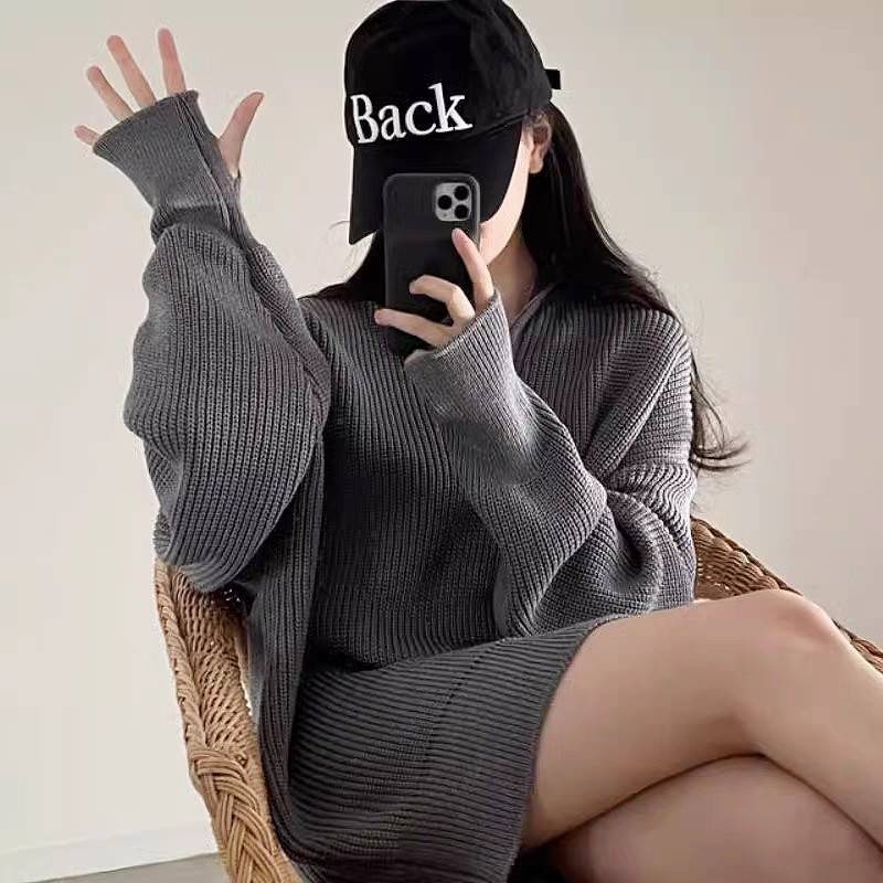 針織翻領拉鏈寬鬆毛衣-細節圖5