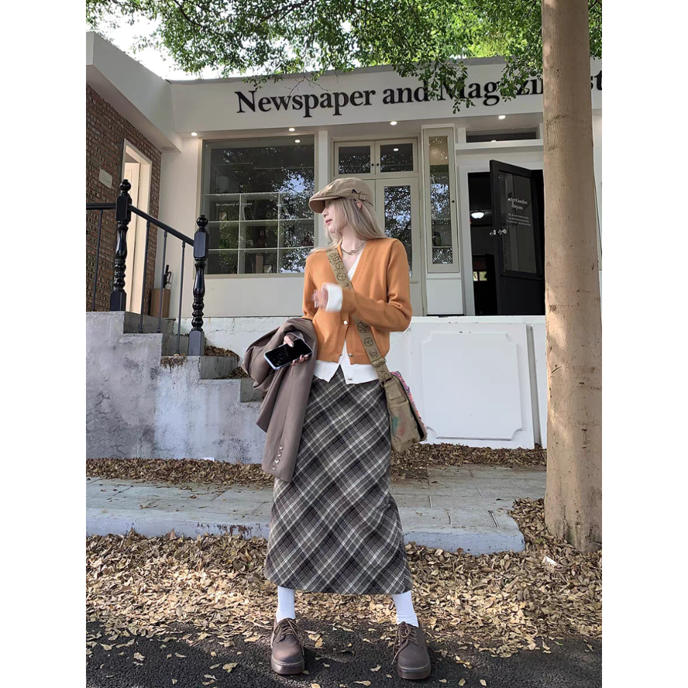 美拉德毛呢高腰半身裙-細節圖2