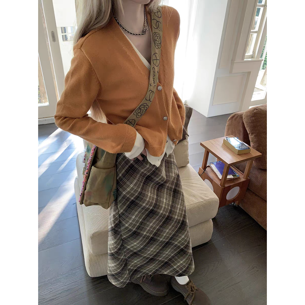 美拉德毛呢高腰半身裙-細節圖3