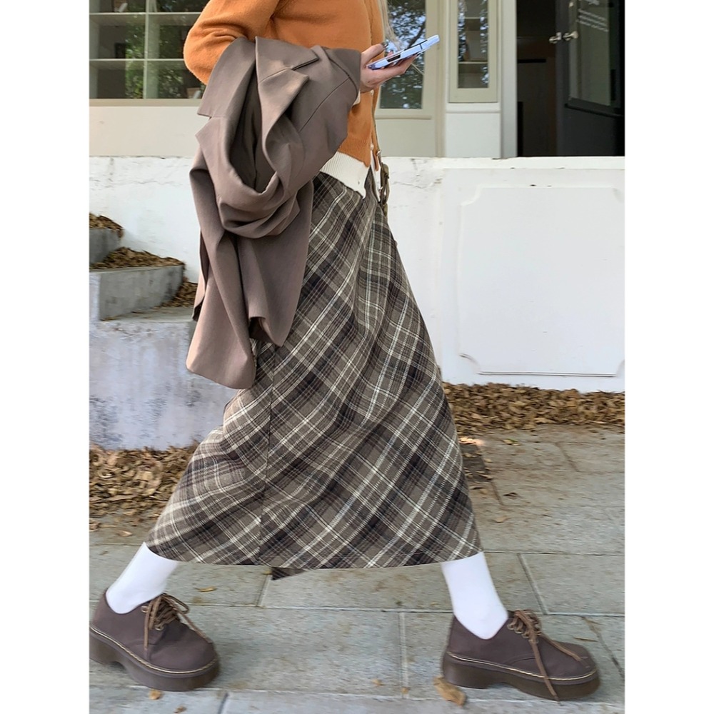 美拉德毛呢高腰半身裙-細節圖4