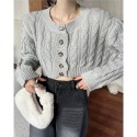 排扣麻花短版針織毛衣-規格圖11