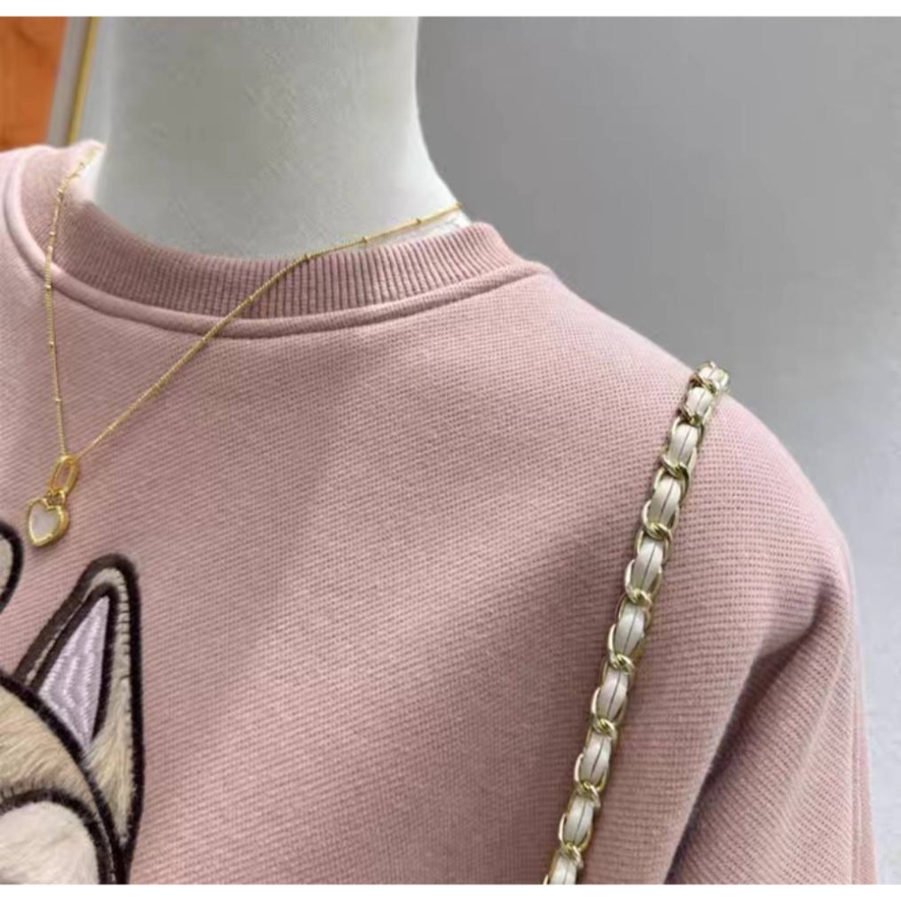 冬季奇奇蒂蒂寬鬆刺繡大學T-細節圖5