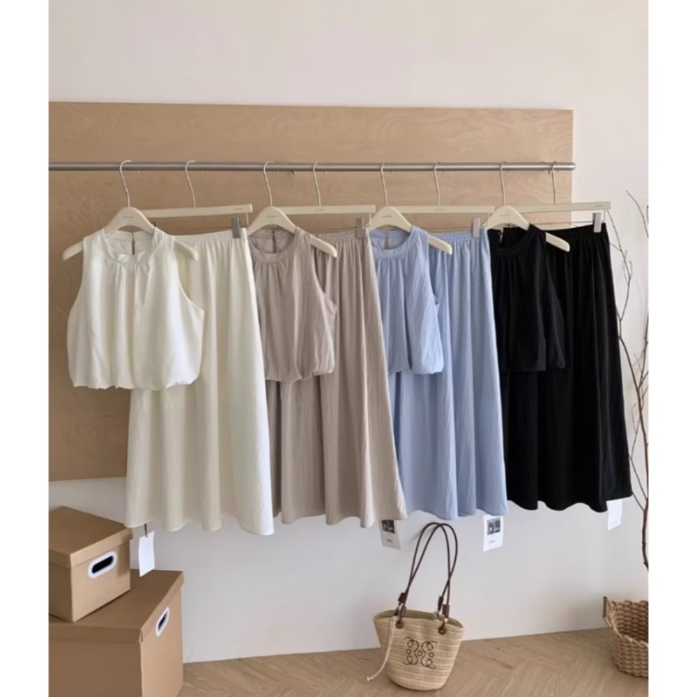 花苞上衣+鬆緊半身裙套裝-細節圖3