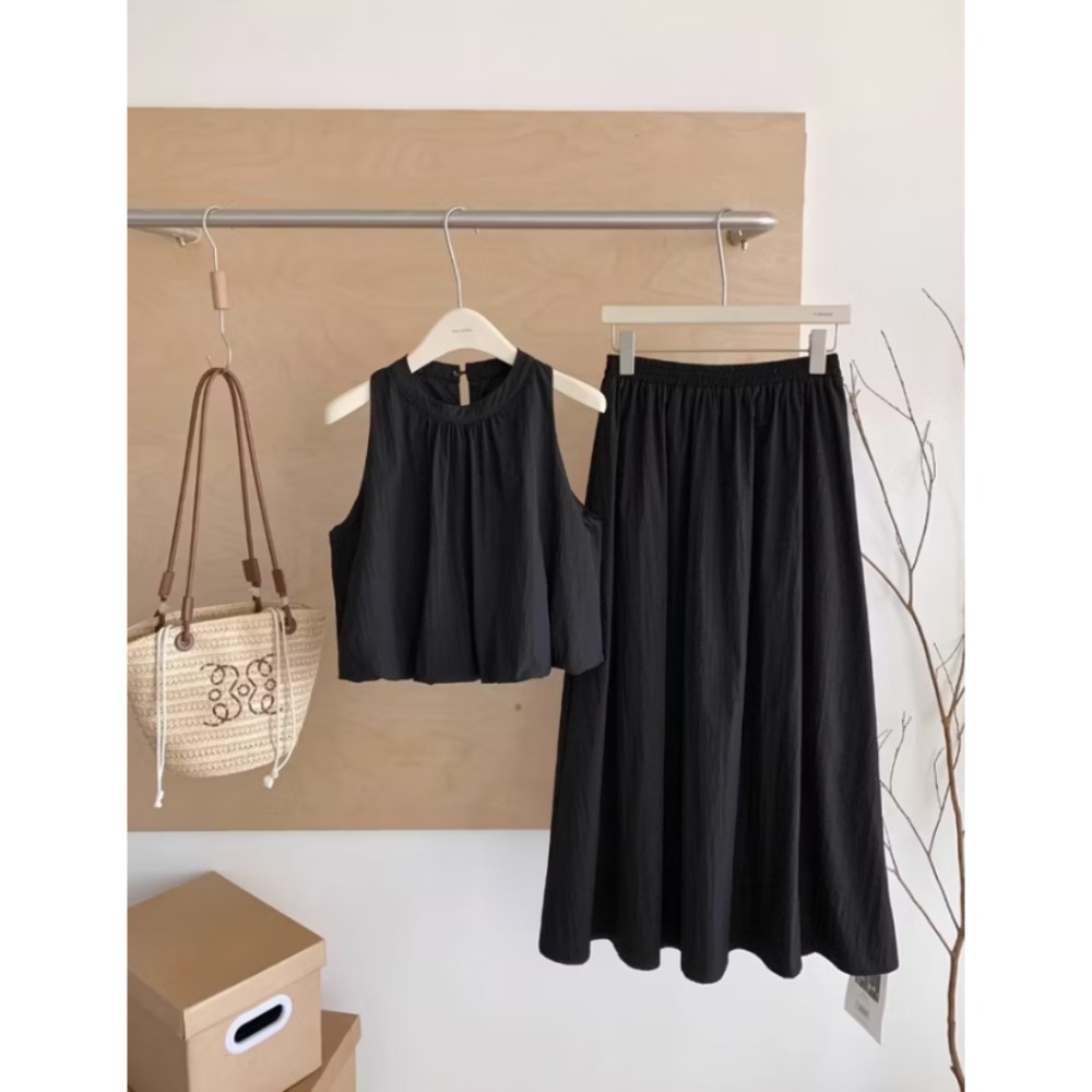 花苞上衣+鬆緊半身裙套裝-細節圖5