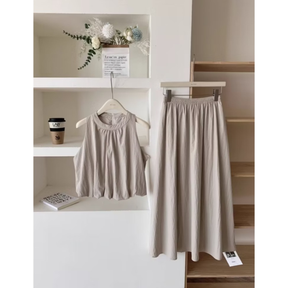 花苞上衣+鬆緊半身裙套裝-細節圖6