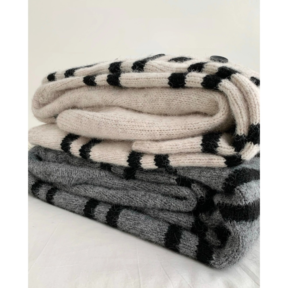 韓系條紋連帽針織外套 長版厚實開襟毛衣外套 秋冬保暖慵懶風上衣-細節圖5