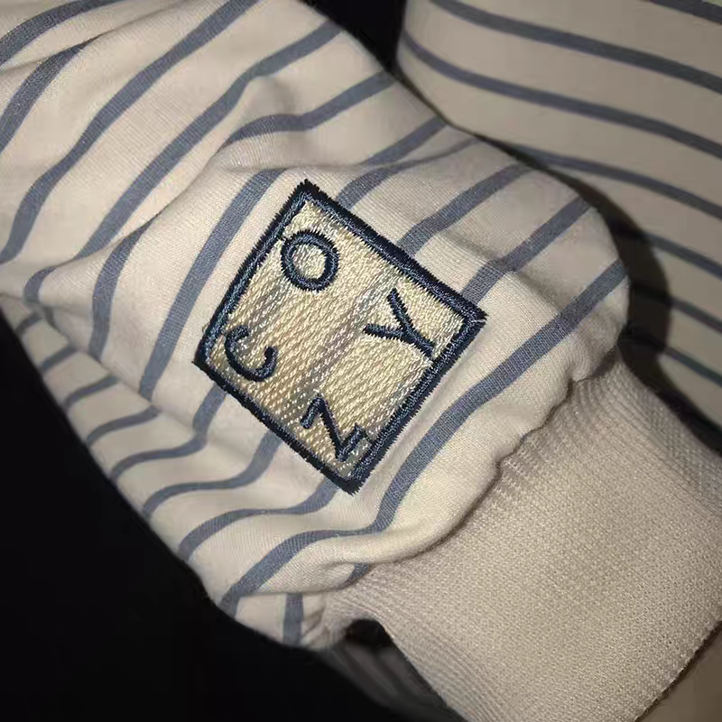 日系條紋寬鬆圓領長袖上衣-細節圖7