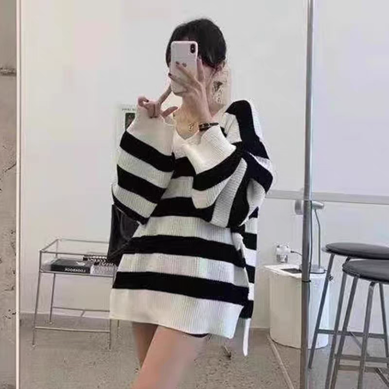 慵懶V領針織毛衣上衣-細節圖5