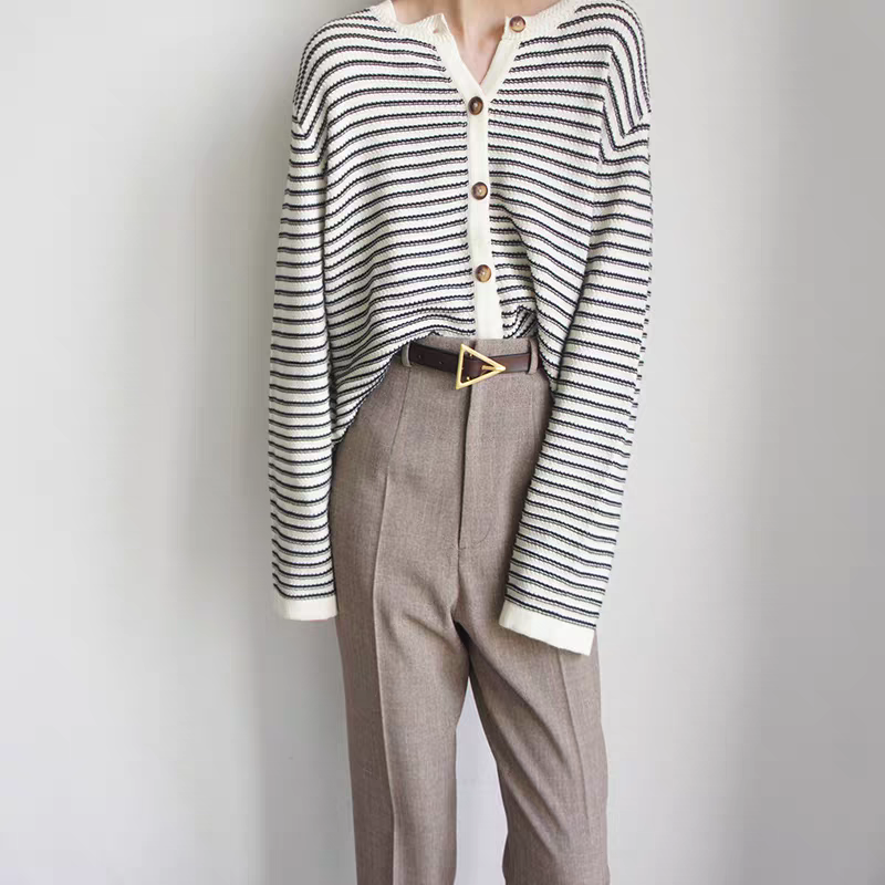 黑白條紋針織開衫外套-細節圖3