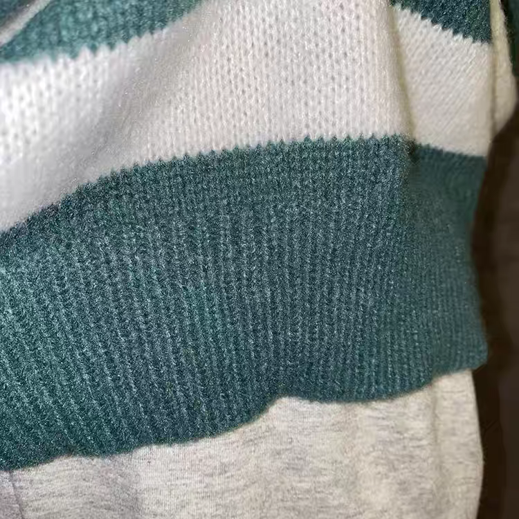 日系休閒寬鬆條紋拼色毛衣-細節圖9