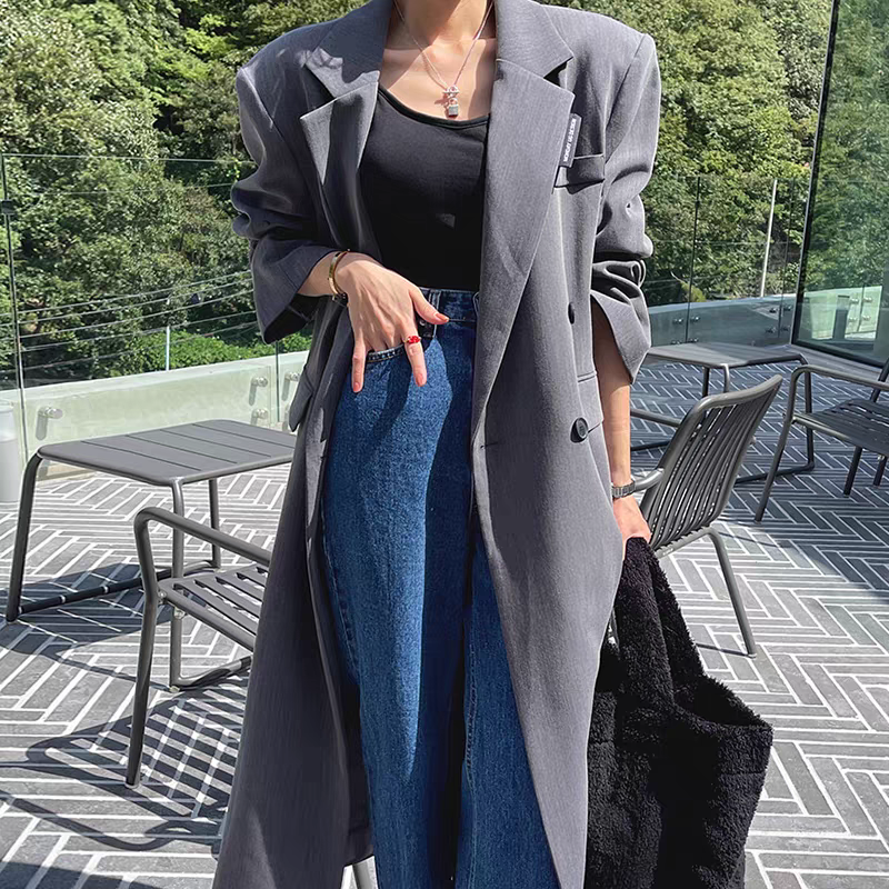 韓系復古顯瘦高腰牛仔長褲-細節圖2