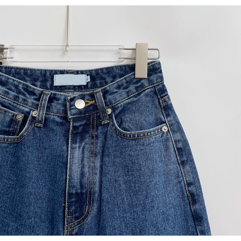 韓系復古顯瘦高腰牛仔長褲-細節圖6