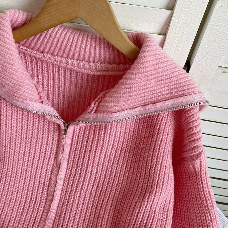 質感時尚針織翻領拉鍊外套+抽繩短褲兩件組套裝-細節圖5