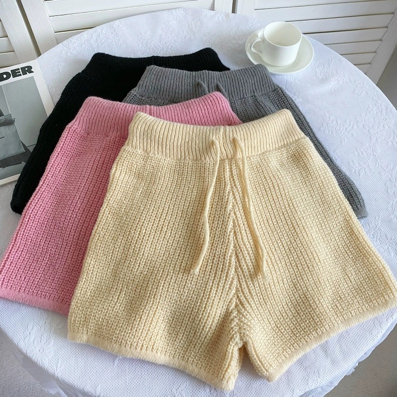 質感時尚針織翻領拉鍊外套+抽繩短褲兩件組套裝-細節圖8