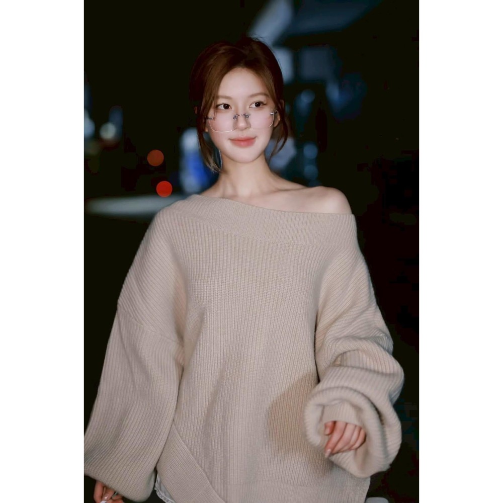 秋冬款斜肩針織毛衣-細節圖2