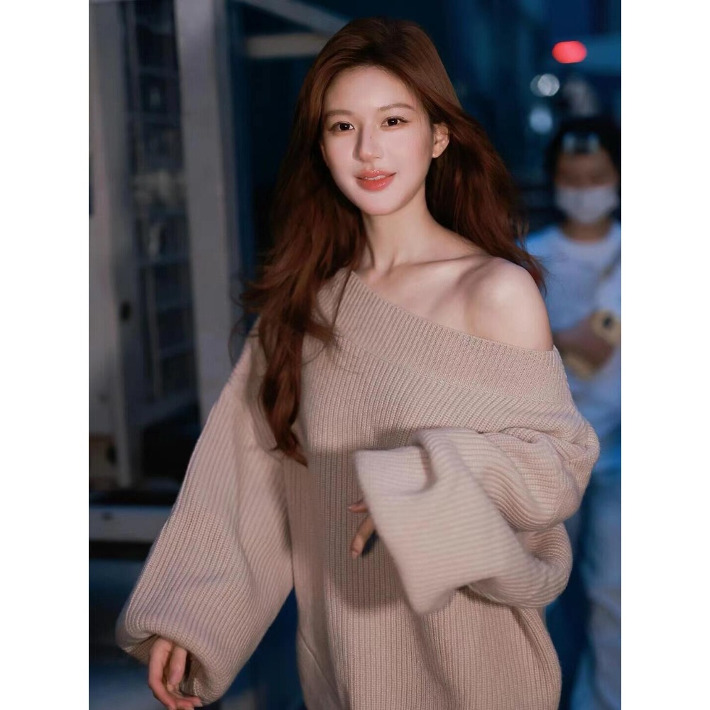 秋冬款斜肩針織毛衣-細節圖3